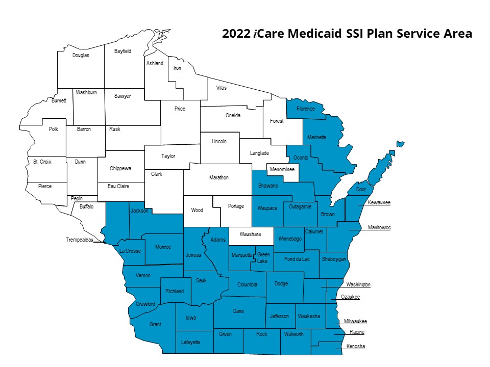 iCare Medicaid SSI Service Area Map