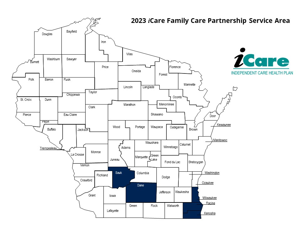 iCare Family Care Partnership  Service Area Map
